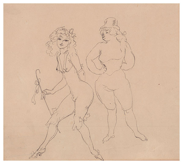, Deux filles du cirque,
a drawing by Jules PASCIN